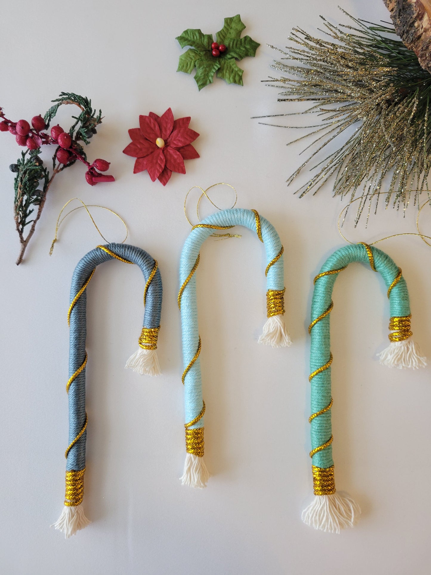 Handmade Macrame Lollipops and Candy Canes Ornaments